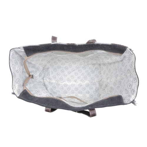 Myra Bag Large Cowhide Purse - Sea Grass Cow Hide Purse for Weekend, Turquoise Tooled Leather with Canvas and Cotton Cowhide Purses for Women, Western Handbags, Western Gifts for Women4