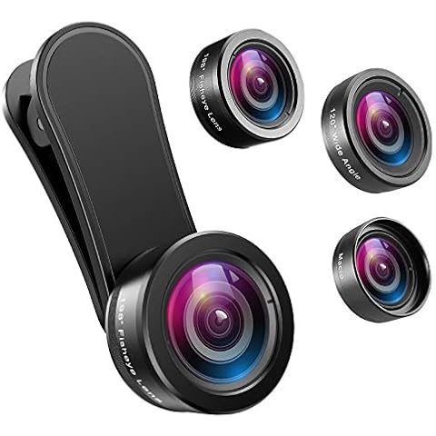 Criacr Phone Camera Lens, 198°Fisheye Lens, 120° Super Wide Angle Lens, 20X Macro Lens, for TIK Tok, Vlog Video, Clip on Phone Lens for iPhone 12 12 Pro, 11, XS, XR 8 7 Plus 7, Samsung, Smartphones Cover