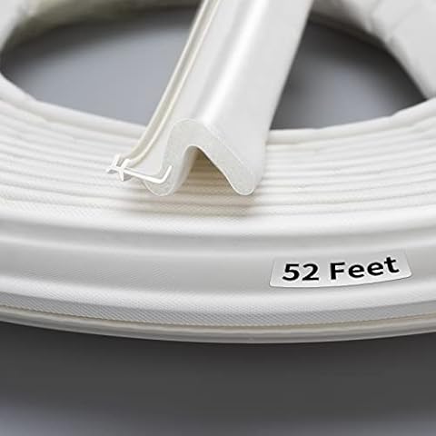 Weather Stripping Seal Strip for Doors "Q" Foam, Hard Flange Card Slot Installation Seals Large Gap， Easy Cut to Size (52FEET, White) Cover