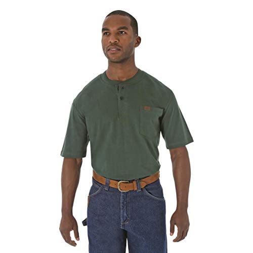 RIGGS WORKWEAR by Wrangler Men's Short Sleeve Henley, Forest...