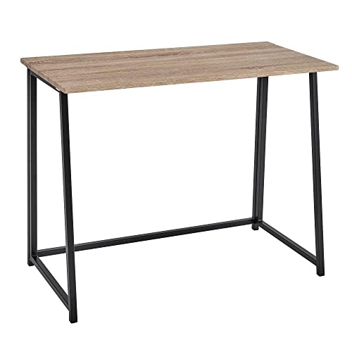 LOLAhome Escritorio Plegable Negro y Natural de Madera y Metal de 91x45x74 cm