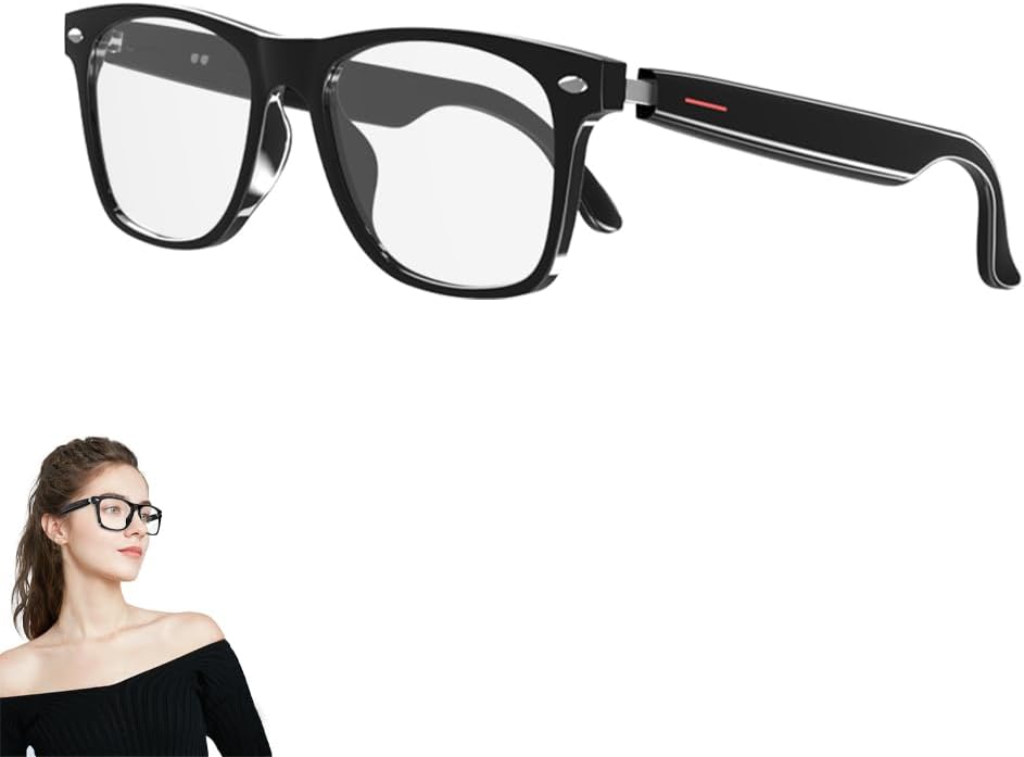 Smart Bluetooth Glasses,for Men & Women, Touch Control, Outdoor UV Protection and Voice Control, Hands-Free Calls (Black Transparent)