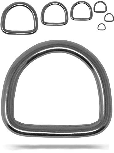 Preisvergleich Produktbild Edelstahl-D-Ringe / wählbar: 20mm - 50mm / 5 Stück / wetterbeständig / rostfrei / belastbar / geeignet für Segelsport - Boot / D-Ringe / Metall Ring (Innendurchmesser: 50mm - 5 Stück)