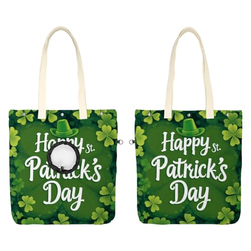 Pet Canvas Shoulder Bag Soft-Sided,Dog Purse Carrier for Small Dogs and Cats, Portable Pet Handbag with Adjustable Hole, Pet Washable Travel Tote Bag,Green St. Parikh's Clover 16.7''x15.8''