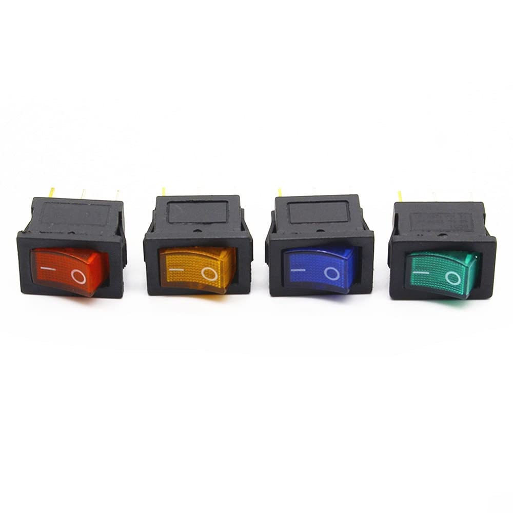 Pack De 10 Interruptores Basculantes Mini - 3 Pines, SPST, Precableados 30 Cm, Para 12V/220V