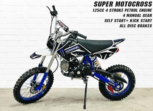 Gigaglitz New Super Motocross 125 Cc Adults Dirt Dual Suspension Bike - for Offroad Category & Purpose Only, Multicolor