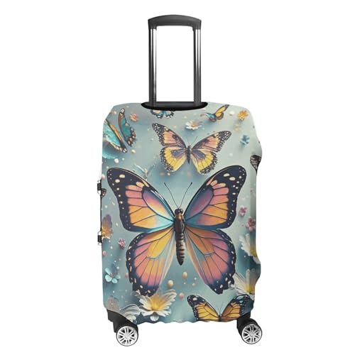 Cute Butterflies Elastic Luggage Cover Suitcase Protector for 19-32 Inch Suitcases | Universal Stretchable Travel Bag Cover | Anti-Scratch, Washable with Zipper Closure L4