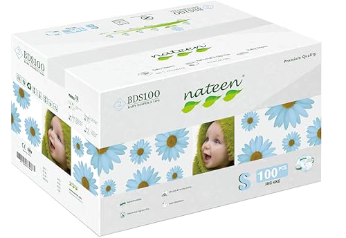 Image of Nateen Premium Baby Diapers, Overnight Use Disposable Diapers for Sensitive Skin, Ultra Thin Diapers with Comfortable Fit. (Size 2 (Small), 100, Count)