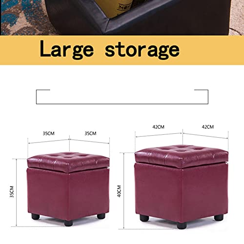 Pouf de rangement violet clair coffre cuir imperméable 42cm - 4