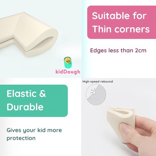 Image of KidDough Baby Proofing Corner Guards, Corner Protector for Sharp Edges, Table Corner Protector for Baby Safety (U Shape White)