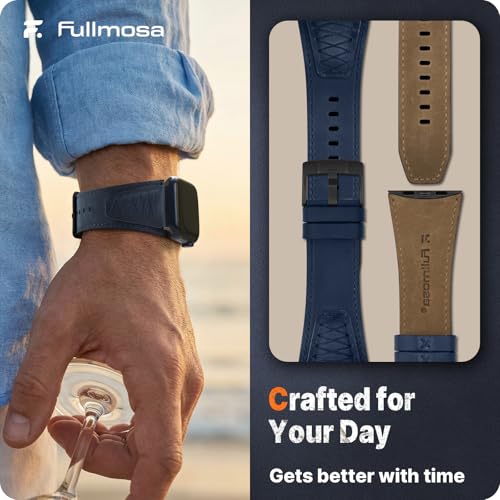 Image of Fullmosa Top Grain Vintage Leather Strap Compatible for Apple Watch | Ultra3 /2 /1 49mm 46mm 45mm 44mm 42mm (NO WATCH) Premium Leather Band for iWatch SE3 /2 /1 series 11 10 9 8 7 6 5 4 3 2 1 Men