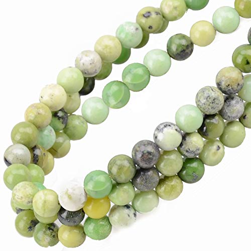 Image of 80Pcs Natural Crystal Beads Stone Gemstone Round Loose Energy Healing Beads with Free Crystal Stretch Cord for Jewelry Making (Australian Chrysoprase, 10mm)