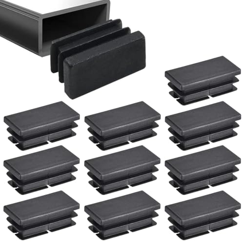 10 Stück Lamellenstopfen für Rechteckrohre, 40x20 mm, Rohrabdeckung aus hochwertigem Polyethylen Kunststoff, Kappen, Gleiter, Stopfen, Endstopfen | Rohrstopfen Rechteckig