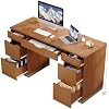 MaverickFurni 54 Inch Executive Desk with Storage Drawers, Wood Computer Desk with 7 Drawers and File Cabinet for Home Office, Bedroom, Workspace for Work Study Writing, Brown