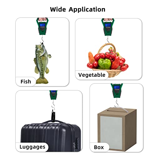 Runcl Waterproof Fishing Scale With Lip Gripper, Digital Hanging Scale With 40 Inch Built-In Tape, Three Mode-Lb/Oz/Kg, Non-Slip Big Handle, 110 Lb/50Kgs, Memory Storage, Backlit Lcd (L, Green) #TOP6