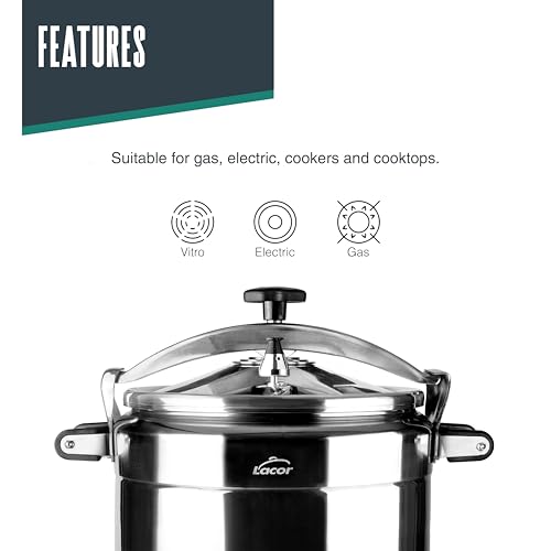 Lacor - 20515 - Pentola a pressione veloce PRO, Classica, Alluminio, Professionale, Massima sicurezza, 15 L, Ø 30 cm - immagine 6