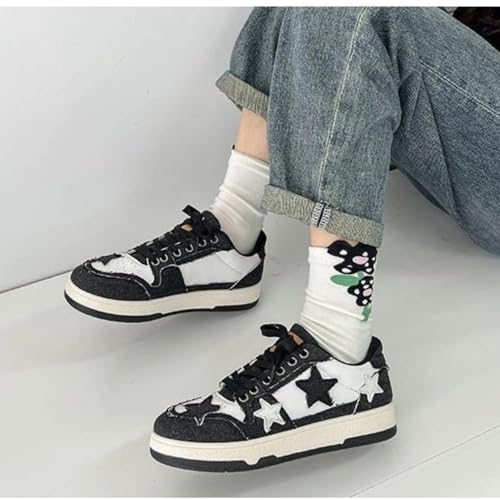 Vintage Star Pattern Platform Canvas Sneakers Trendy Low Top Casual Shoes for Women Versatile and Stylish4