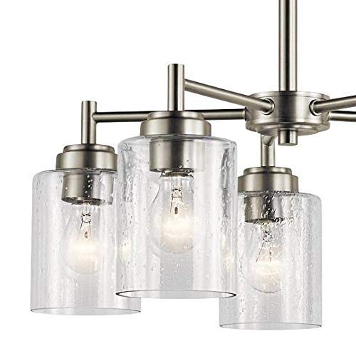 Kichler Winslow 19.75" Chandelier In Brushed Nickel, 5-Light Chandelier For Dining Room, Living Room, Or Bedroom, Clear Seeded Glass, (19.75" W X 16" H), 44030Ni #TOP5