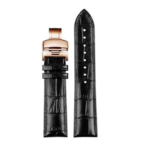 POYNMRE Correa for hombre compatible con Tissot 1853 T41, Tudor, Casio, Mido, IWC Business, correa de reloj cuero genuino, 19 mm, 20, 21, 22, 23 y 24(Black -RG,20mm)