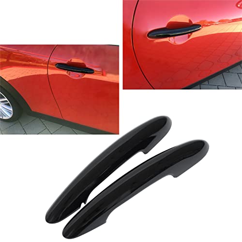 Türgriffe Abdeckkappen Verkleidung Türgriffabdeckung Außen Türgriff Verkleidungen Außentürgriff Abdeckung Aufkleber Außentürgriffe Schutz Schale ohne Loch schwarz links und rechts für F56 F57 Cabrio