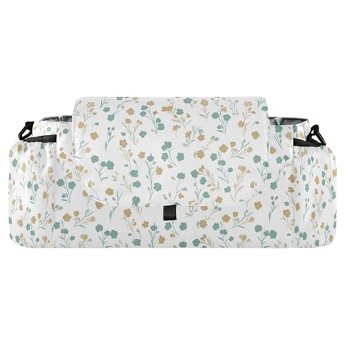 Burbuja Simple Flowers Stroller Organizer with Insulated Cup Holders, Non-Slip Stroller Caddy Universal Fits Most Strollers, Nursery Accessories