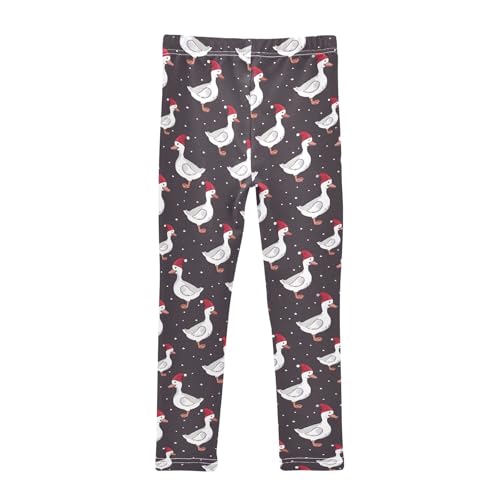 Duck Wearing Christmas Hat Girls Leggings Kids Yoga Pants Athletic Tights Pants 4-10 Years2