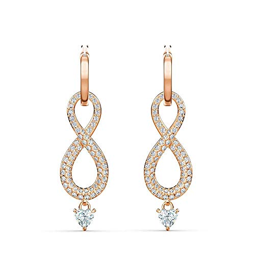 Swarovski Infinity Pierced Earrings, White, Rose-gold tone plated
