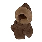 ZDYZDQ mützen damen Winter Kunstpelz Warm Pelzkragen Hut Schal Handschuhe Bausatz Flauschige Kapuze Schal Mütze Snood Tasche mädchen Handschuhe