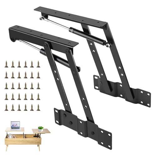 SWAWIS 2 Stück Möbelscharnierfeder Klapp Lift Up, Hydraulische Bett Lift Up Scharnier mit Schrauben, Klapp Lift up Feder Scharniere für Couchtisch Schreibtisch
