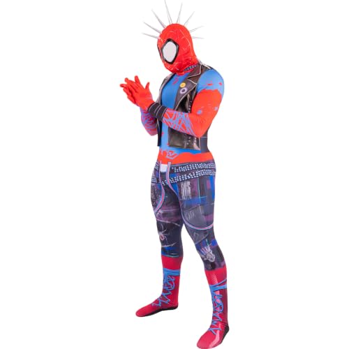 MARVEL Spider-Punk Official Adult Zentai Halloween Costume - Deluxe Two-Way Stretch Spandex with Invisible Zippers and Wrist Openings (L) by Jazwares Costume Play - Used condition - Image 7