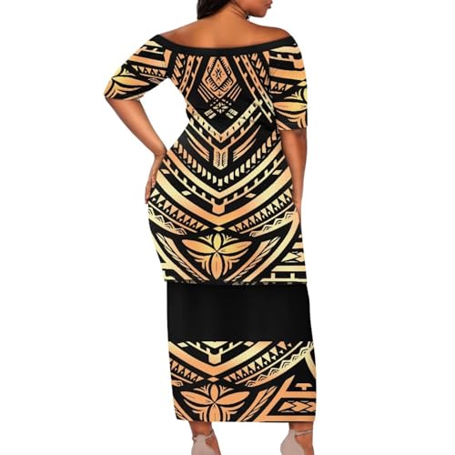 Polynesian Samoan Puletasi for Women | Polyester - Spandex Island Attire with Floral Patterns | Sizes S-4XL3