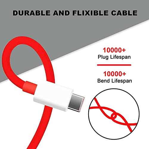 Image of KDM 65 W USB A to Type C Data Sync Fast Charging Cable Super fast Flash Charging 1 Meter, Red