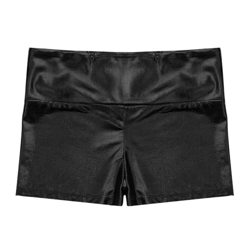 Kids Girls Shiny Metallic Dance Workout Booty Shorts High Waist Boy-Cut Bottoms Gym Sports Activewear4