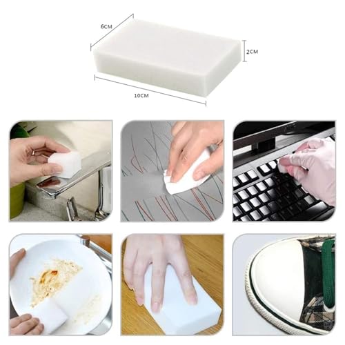 Image of Magic Eraser Cleaning Sponge | Pack of 10 | Multi-Purpose, Chemical-Free Stain Remover for Kitchen, Bathroom, Walls, Shoes & More | Tough on Dirt, Gentle on Surfaces (Pack of 10)