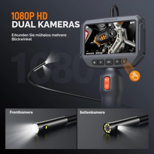 DEPSTECH Endoskopkamera mit Licht, 1080P Dual Lens Inspektionskamera mit 4,3 Zoll IPS Bildschirm...