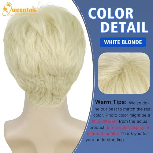 Image of QUEENTAS Mens Wig Short Blonde Wig for Men Natural Cowboy Costume Wigs for Men Short Synthetic Hair Male Wig