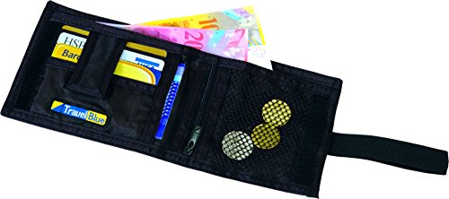 Travel Blue Monedero con Lazo para cinturón antirrobo Oculto con Doble Pliegue, Negro