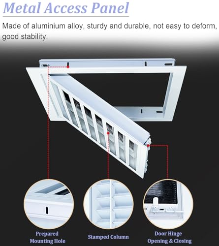 Puerta de ventilación integrada en panel de acceso de aluminio universal para techos de yeso 6