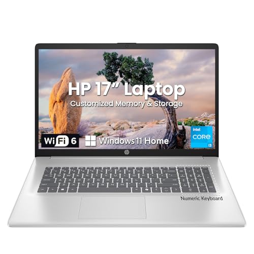 Image of HP Laptop 17 Inch, 17.3 inch Laptop Computer, Intel 8-Core i3, HD+(1600x900) Anti-glare Large Screen Laptop PC, Customized 8GB /16GB /32GB RAM+256GB /512GB /1TB /2TB SSD, Copilot AI, 10-Key, Windows 11 Home
