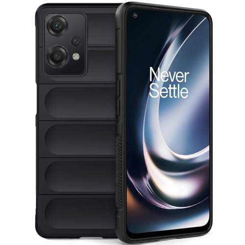 Image of TheGiftKart Liquid Silicon Back Cover Case for OnePlus Nord CE 2 Lite 5G | Shockproof Military Grade Protection | Micro-Fibre Cloth On Inner Side | Built-in Anti-Slip Grip Back Cover (TPU, Black)