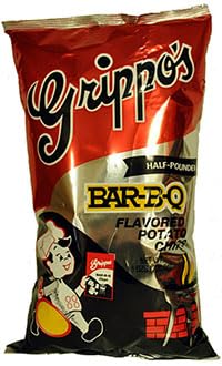 Grippo's BBQ Patatas fritas  Bolsa de 8 onzas (paquete de 3)  Chips picantes  By GreenZep