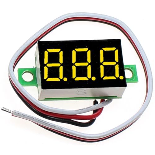 Image of (5 Pack) JacobsParts DC 0-30V 3-Wire Voltmeter 3-Digit LED Display Panel Volt Meter Digital Voltage Tester (Yellow)
