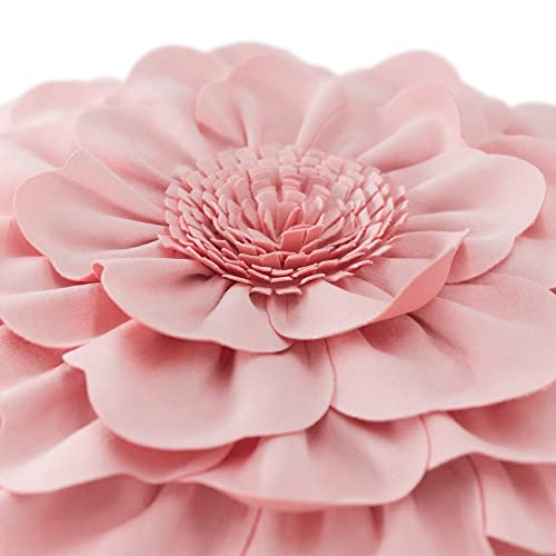 JWH Handmade 3D Flower Throw Pillow Cover Aesthetic Decorative Colorful Floral Accent Pillow Case Square Pillowcase for Couch Bed Living Room with Hidden Zipper 18x18 Inch Pink by JWH - Image 3