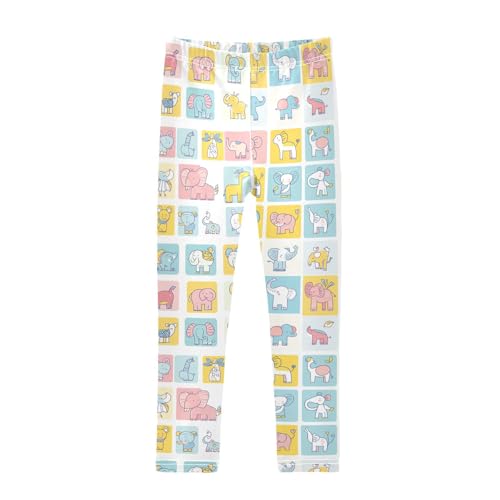 Elephant Grid Animal Girls Casual Leggings for Kids Printed Long Pant Bottoms Stretch and Soft