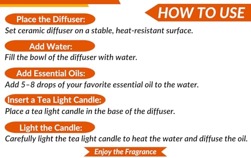 Image of Earth N Pure Ceramic Diffuser Burner with 10Ml Meditation Essential Oil Blend | 2 Tea Light Candles | Perfect for Gift Set