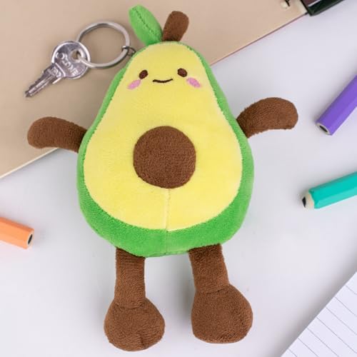 Image of Mirada Avocado Keychain Soft Plush Toy - 11cm |Cute Adorable Green Stuffed Mini Keyring for Kids, Boys & Girls | Super Soft Cuddly Plush Accessory Bag Charm