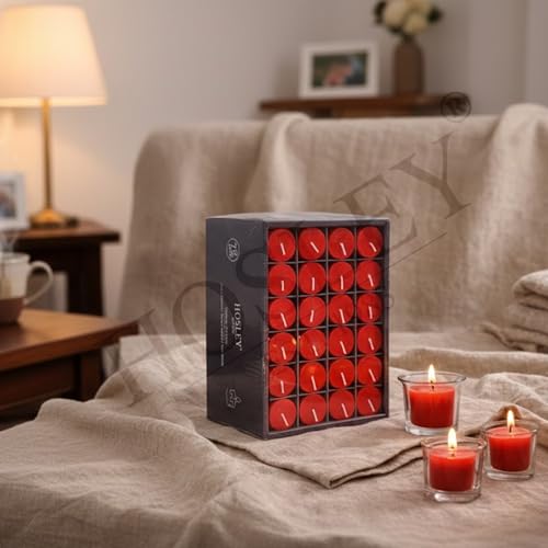 Image of Hosley Set of 72 Unscented Red Votive Candles - Bulk Pack, Clean-Burning, Long-Lasting 10-12 Hour Burn Time - Ideal for Weddings, Home Decor, Spa, and Events