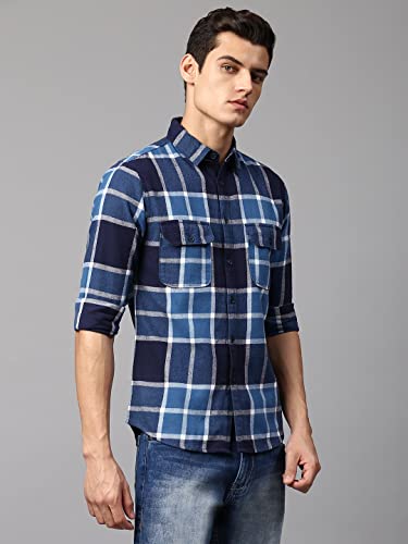 Image of Dennis Lingo Men's Black Slim Fit Cotton Casual Shirt