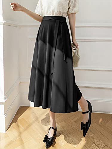 Jupe trapèze taille haute pour affiner la silhouette en noir uni taille 36 - 2