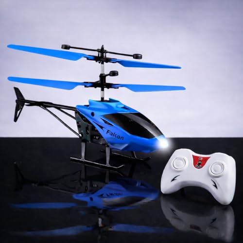 Image of KIDZYMON RC Flying Helicopter with Hand Gravity Sensor, Charging Battery, 3D Light, Safety Sensor, Gravity Sensor, Suitable for Kids Age 4+ Years (Style Blue)